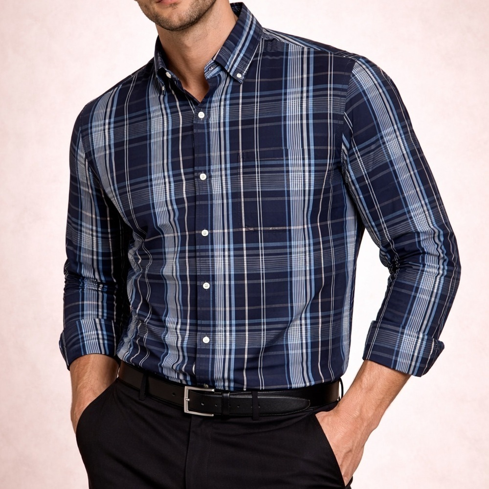 Tommy Hilfiger Plaid Button-Down Shirt Custom Fit M NWOT